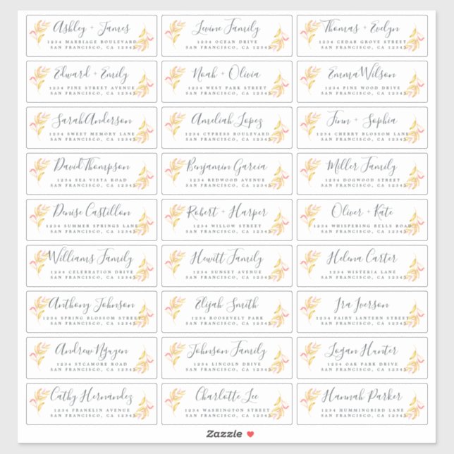Étiquettes de adresse d'invités Mariages personnal (Feuille)