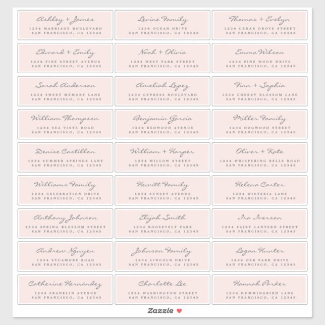 Étiquettes de adresse d'invités Mariages personnal (Feuille)