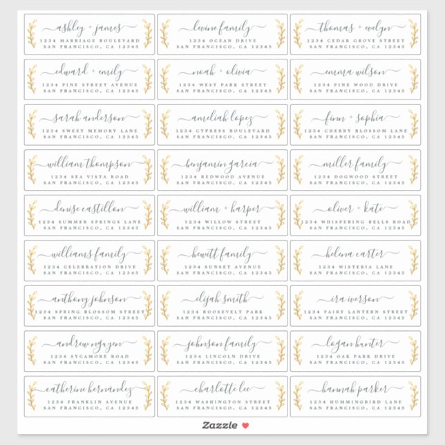 Étiquettes de adresse d'invités Mariages personnal (Feuille)