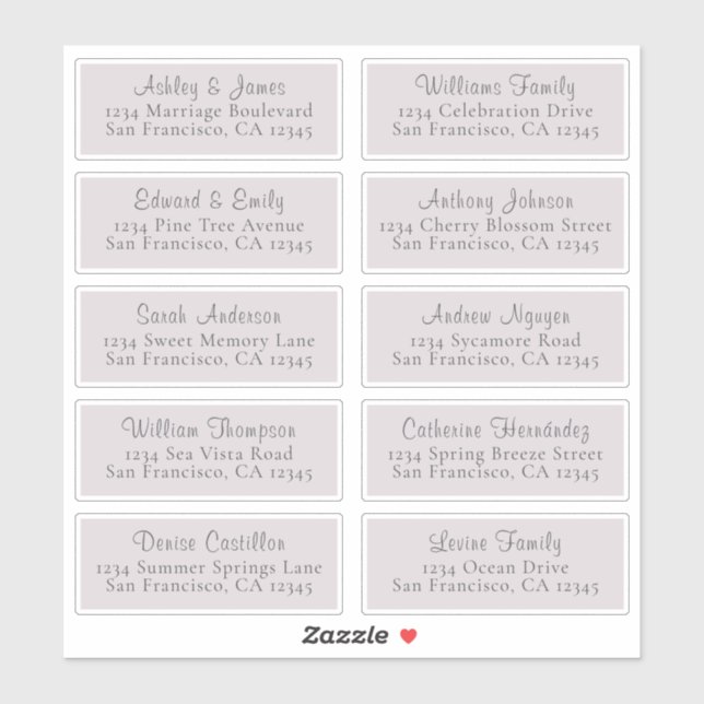 Étiquettes de adresse d'invités Mariages pourpres  (Feuille)