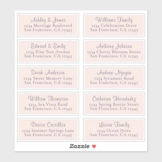 Étiquettes de adresse d'invités Mariages roses per (Feuille)