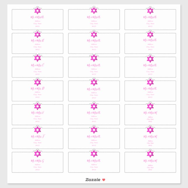 Étiquettes de adresse d'invités transparents, rose (Feuille)