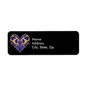 Étiquettes de adresse du coeur de Filigree bleu
