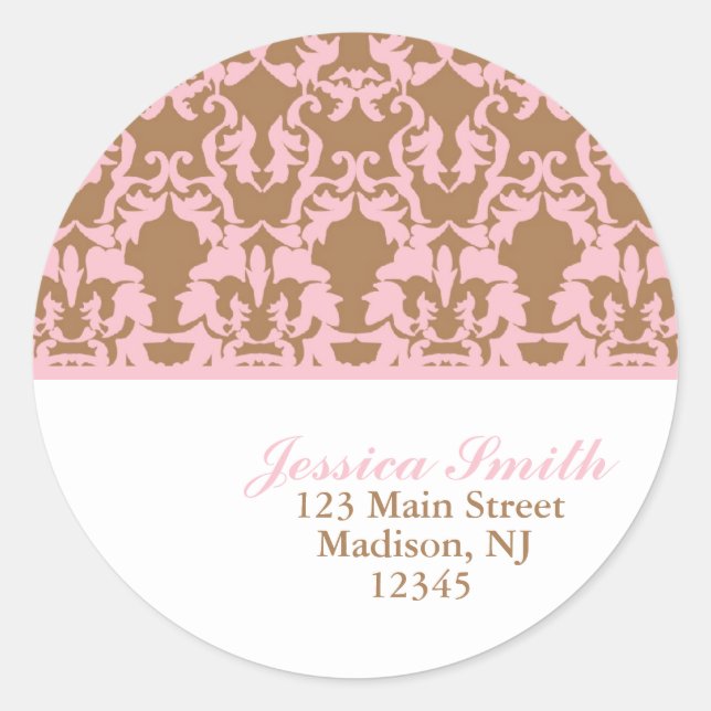 Étiquettes de adresse du modèle Damask (Devant)
