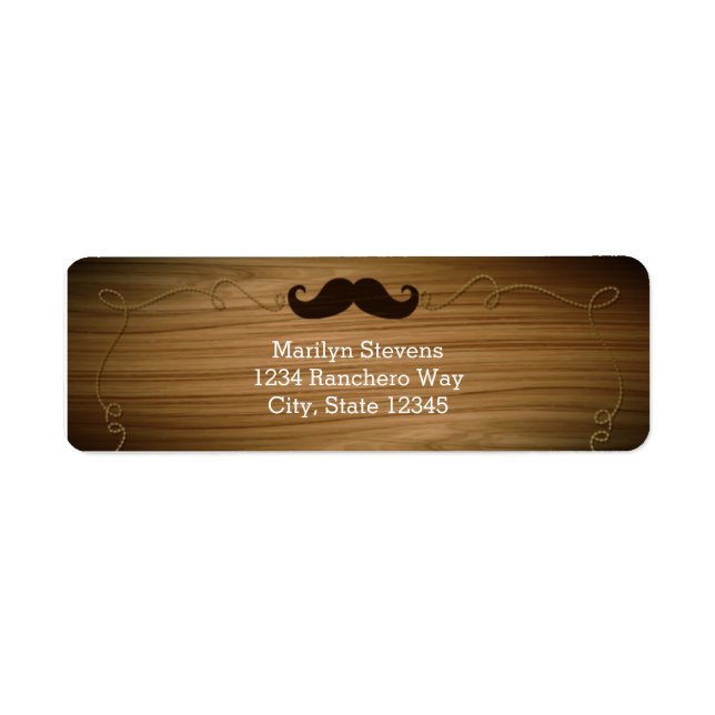 Étiquettes de adresse du Parti Mustache en bois de (Devant)