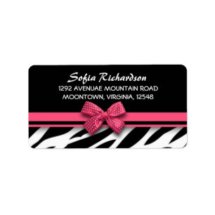 étiquettes de adresse élégants de zèbre rose d
