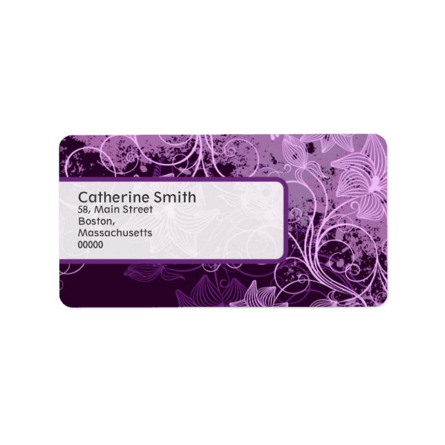 Étiquettes de adresse Floral Swirl personnalisable (Devant)