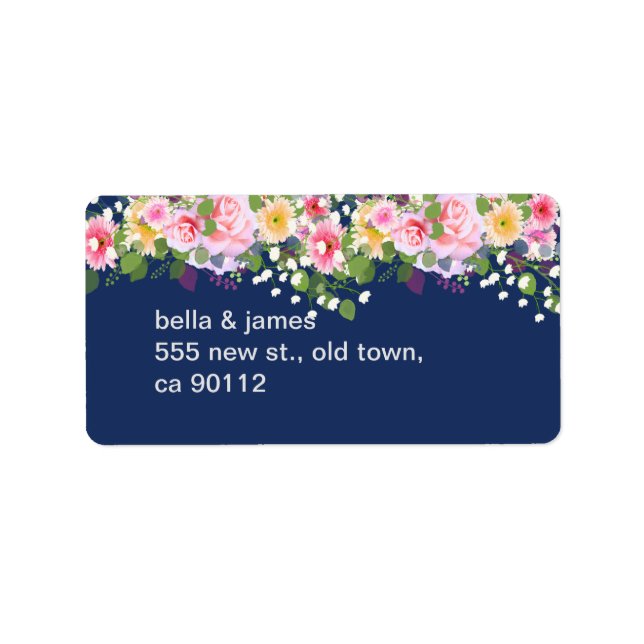 Étiquettes de adresse floraux bleu bleu bleu bleu  (Devant)