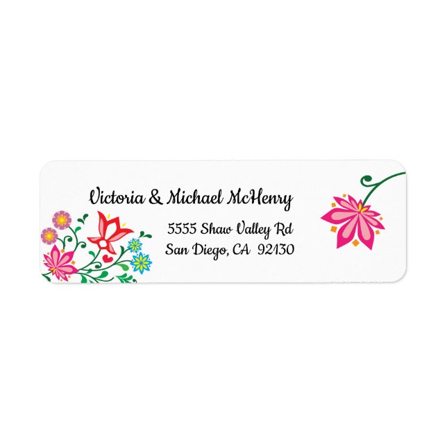 Étiquettes de adresse floraux de fêtes mexicaines (Devant)