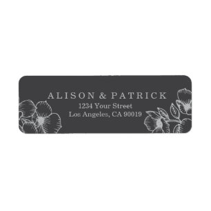 Étiquettes de adresse floraux gris modernes