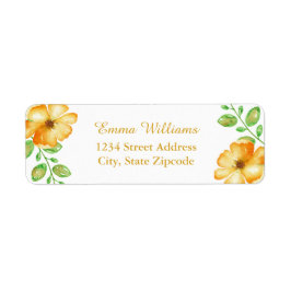 Étiquettes de adresse floraux jaunes