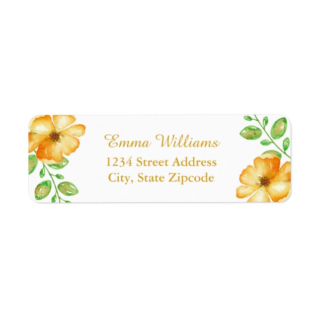 Étiquettes de adresse floraux jaunes (Devant)