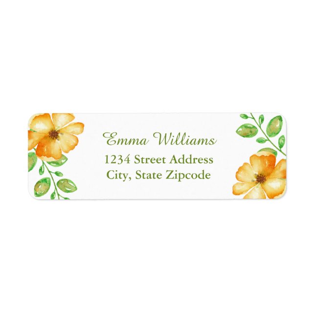 Étiquettes de adresse floraux jaunes (Devant)