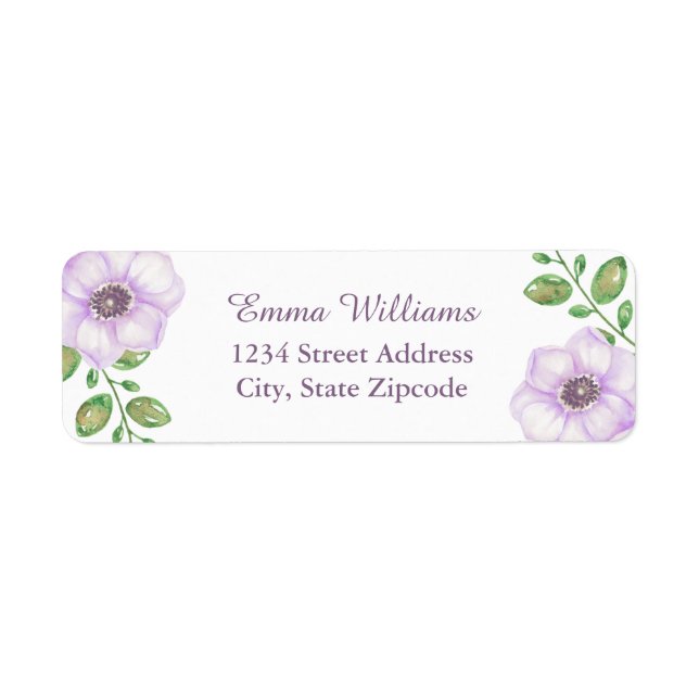 Étiquettes de adresse floraux violets clairs (Devant)