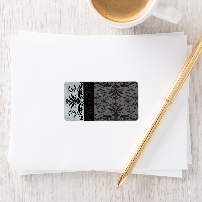 Étiquettes de adresse gris Damask - (En situation)