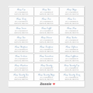 Étiquettes de adresse invités avec script bleu
