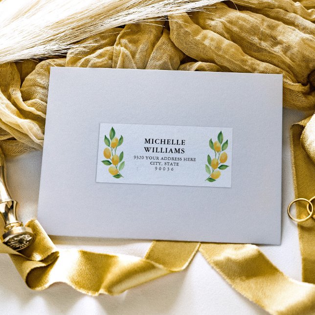 Étiquettes de adresse invités de l'aquarelle citro (Créateur téléchargé)