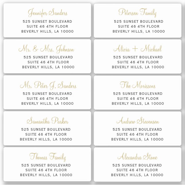 Étiquettes de adresse invités de mariage élégants (Devant)