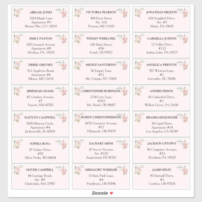 Étiquettes de adresse invités Mariages Blush Flora (Feuille)