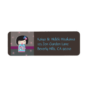 Étiquettes de adresse japonais de la poupée Koke