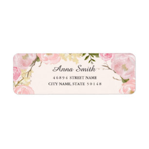 Étiquettes de adresse Mariages de fleurs rose pâle