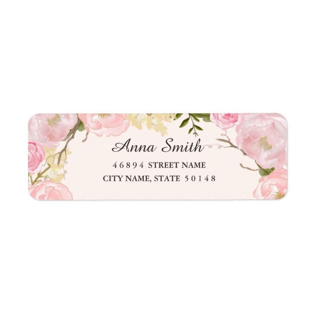 Étiquettes de adresse Mariages de fleurs rose pâle (Devant)