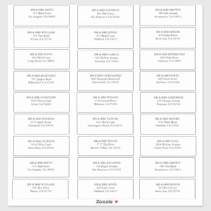 Étiquettes de adresse mariages d'invités simples e