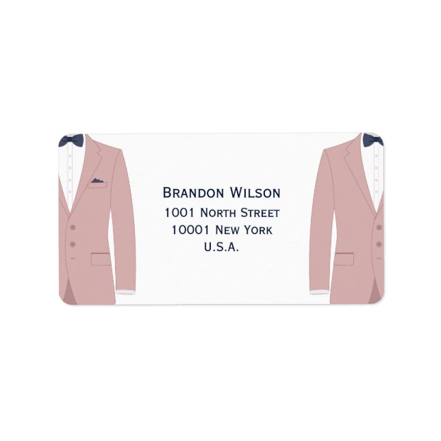 Étiquettes de adresse Mariages Gay Rose Et Bleu (Devant)