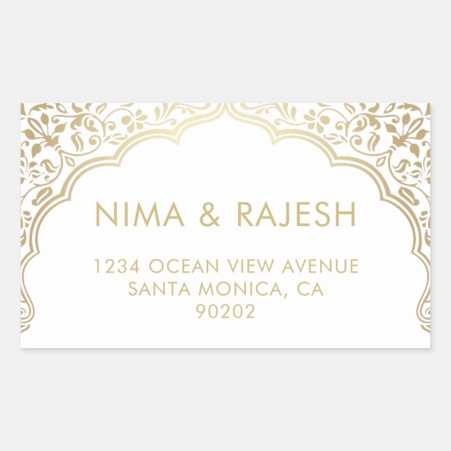 Étiquettes de adresse Mariages indiens, Stickers M (Devant)