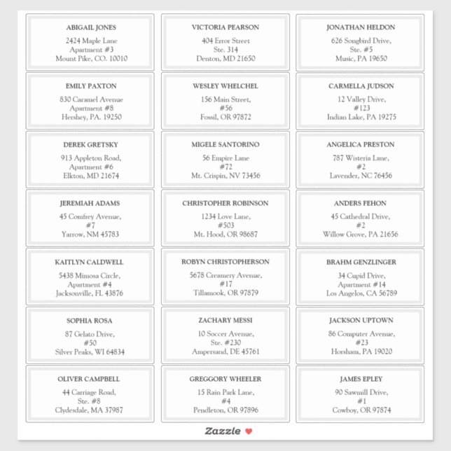 Étiquettes de adresse Mariages modernes (Feuille)