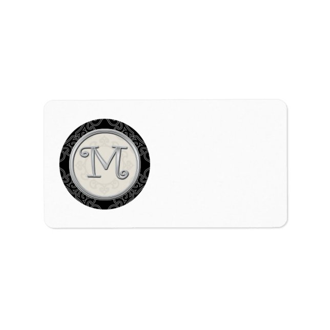Étiquettes de adresse monogrammes Silver Initial M (Devant)