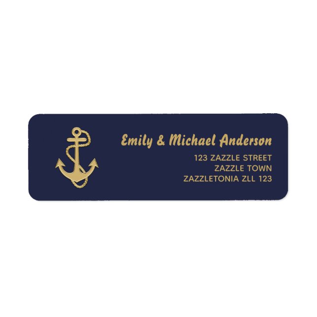 Étiquettes de adresse nautiques de la Marine Ancre (Devant)
