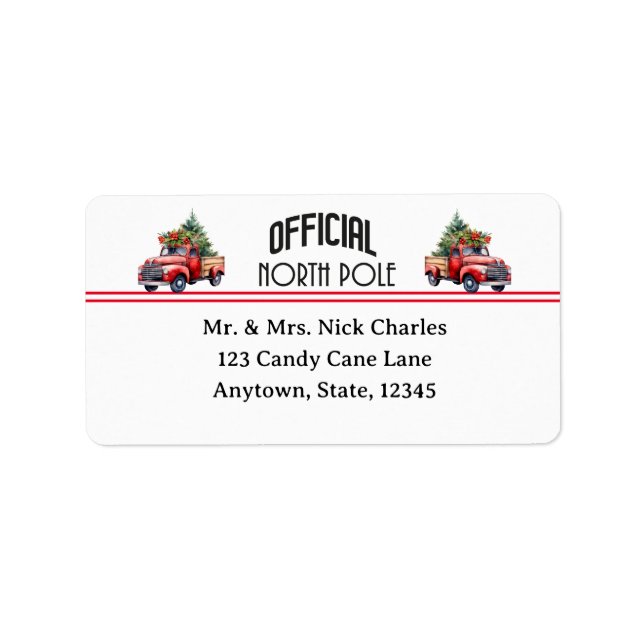 Étiquettes de adresse officiels du Pôle Nord (Devant)