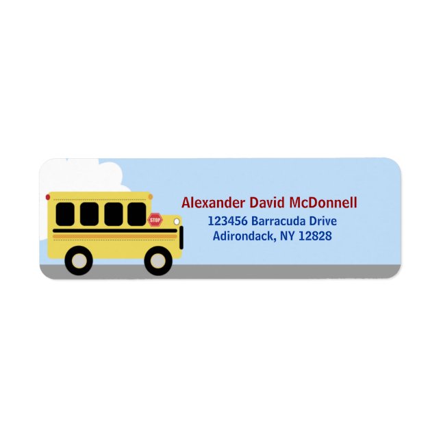 Étiquettes de adresse personnalisés du bus scolair (Devant)