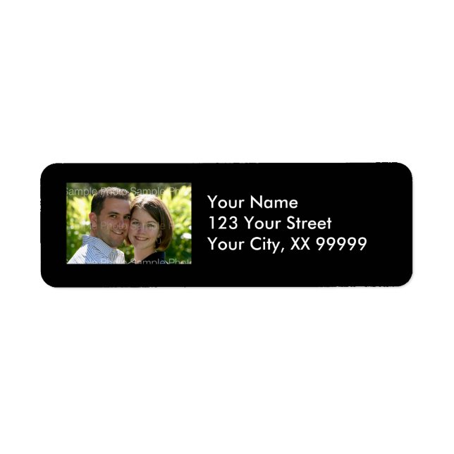 Étiquettes de adresse photo mariages en noir (Devant)