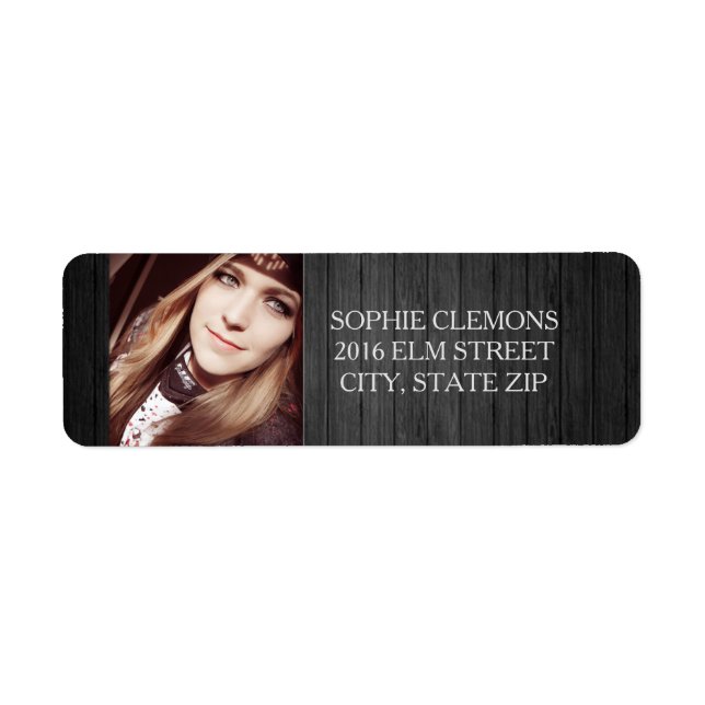 Étiquettes de adresse photo Rustic Black Wood grad (Devant)