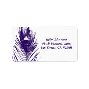 Étiquettes de adresse pourpres de plume de paon