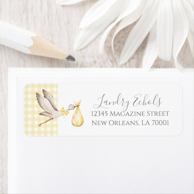 Étiquettes de adresse Preppy Southern Yellow Stork (En situation)