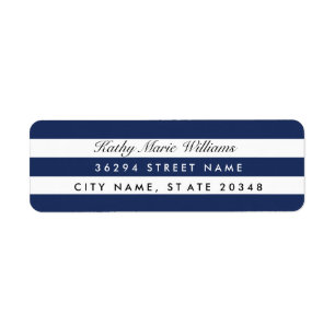 Étiquettes de adresse rayés de marine chic