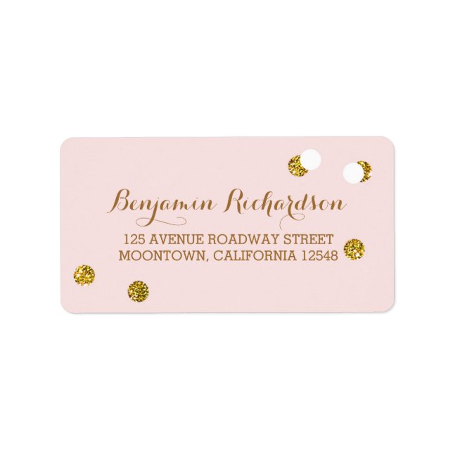 étiquettes de adresse rose vif avec confetti de pa (Devant)