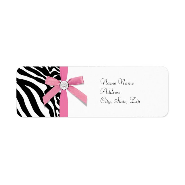 Étiquettes de adresse rose zèbre (Devant)