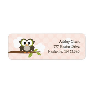 Étiquettes de adresse roses de retour de hibou