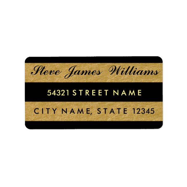 Étiquettes de adresse Royal Gold Leaf Black Stripe (Devant)