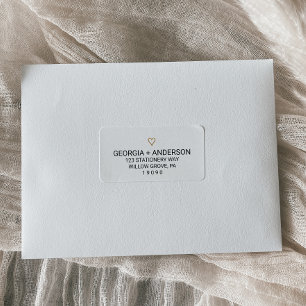 Étiquettes de adresse simples de mariage de coeur
