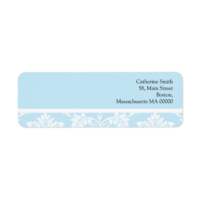 Étiquettes de adresse Tiffany et White Damask (Devant)