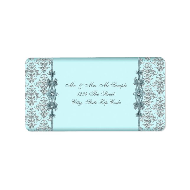 Étiquettes de adresse Turquoise bleu argenté (Devant)