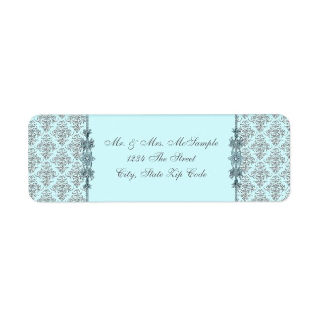 Étiquettes de adresse Turquoise bleu argenté (Devant)