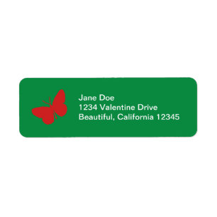 Étiquettes de adresse verts et rouges de papillon