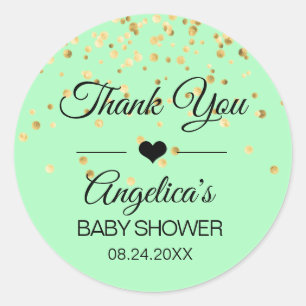 Étiquettes de Baby shower de la menthe verte et de