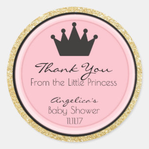 Étiquettes de Baby shower de princesse d'or rose p